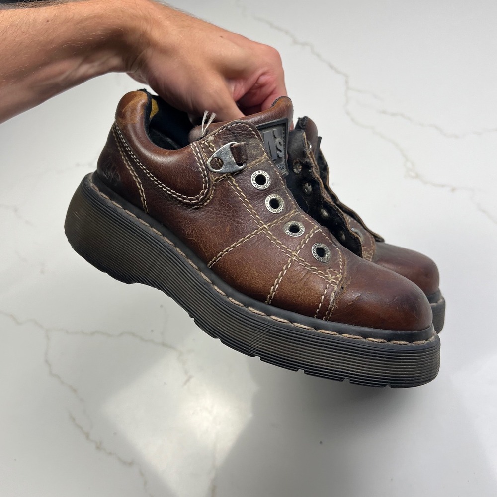 Dr. Martens 8578 Platform Shoes Womens Brown Leather Chunky Lug Sole 4
